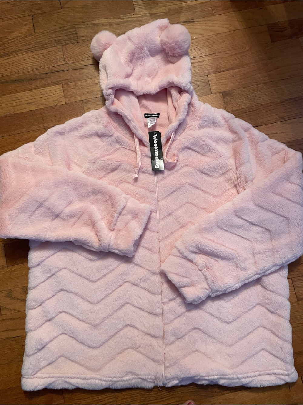 Cozy Pink Teddy Jacket with Hood and Ear Accents